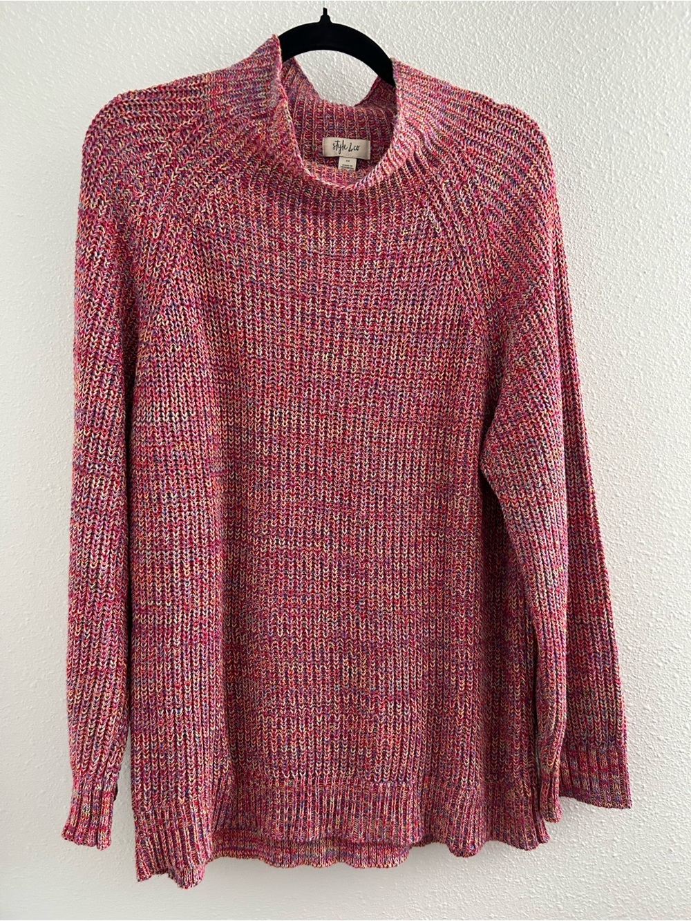 Style & Co. Pink Multicolor Turtleneck Sweater